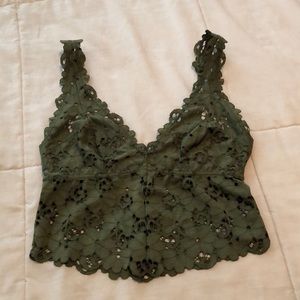 LACEY OLIVE GREEN CROP TOP